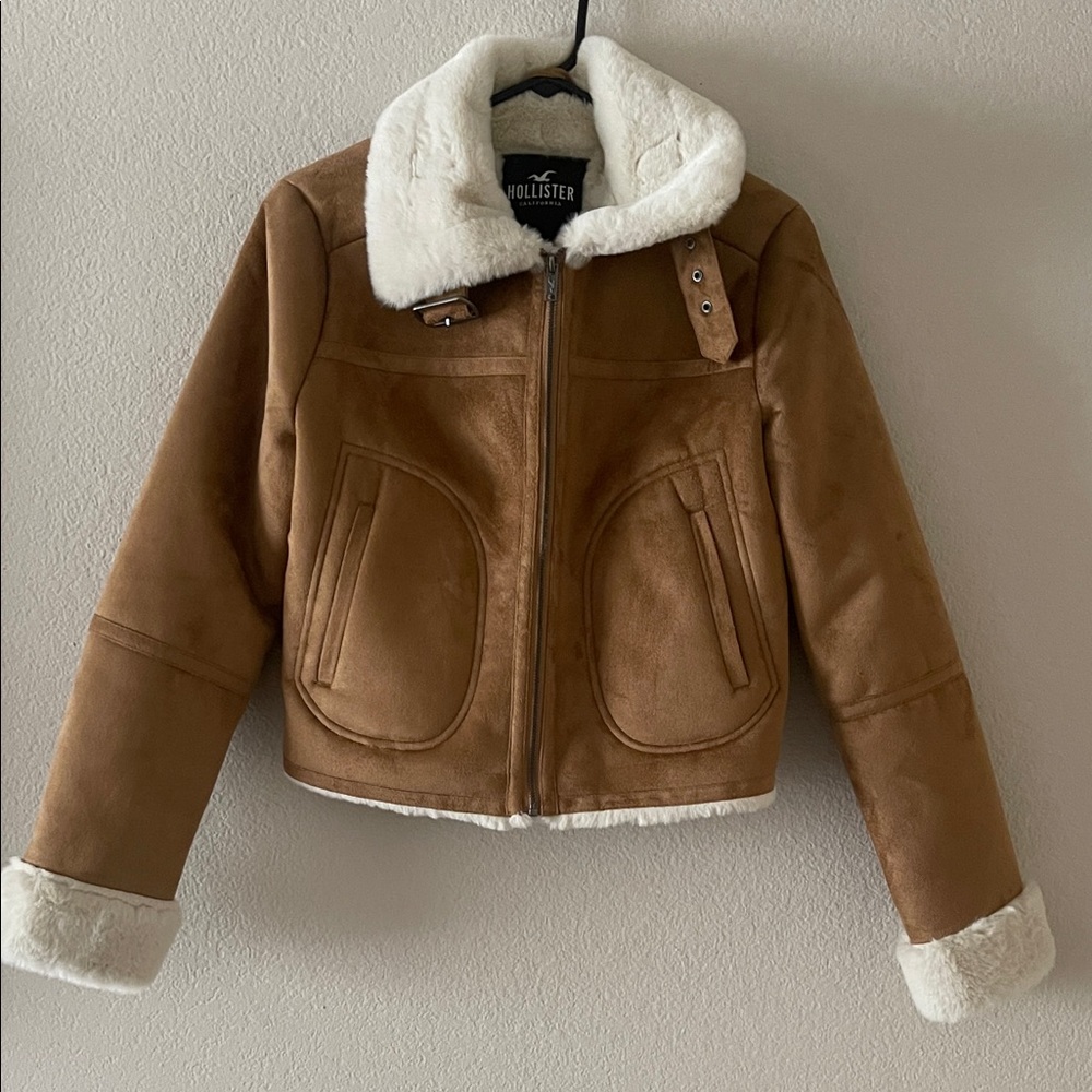 Hollister Tan Jacket with Cream Details